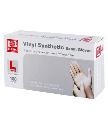 Oh! Trendy Disposable Medical Clear Vinyl Exam Gloves Industrial Gloves - Latex-Free & Powder-Free100PCS - Large