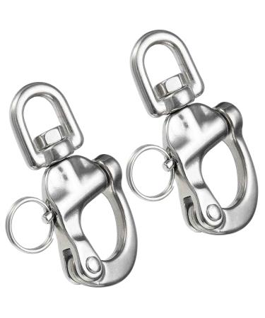 Five Oceans Swivel Eye Snap Shackle Quick Release Bail Rigging for Sailing Boat, 316 Marine-Grade Stainless Steel Clip Carabiner Hook 2 3/4" - 2-PACK
