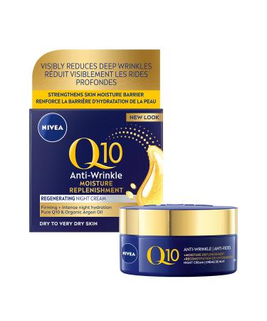 NIVEA Q10 Anti-Wrinkle Moisture Replenishment Night Cream 50mL | Anti-wrinkle night face moisturizer with argan oil