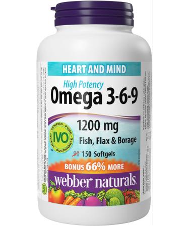 Webber Naturals Omega 3-6-9 1 200 mg Fish Oil 150 Softgels & Probiotic 30 Billion Active Cells 8 Probiotic Strains 30 Capsules For Digestive Health Vegetarian - Buy Online on GoSupps.com
