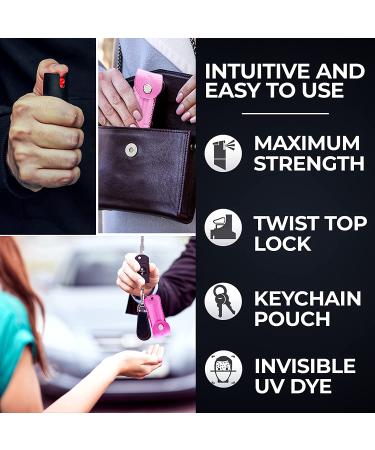 FIGHTSENSE Self Defense Pepper Spray - 1/2 oz Compact Size Maximum Strength Police Grade Formula Best Self Defense Tool for Women W/Leather Pouch Keychain Pink - Buy Online on GoSupps.com