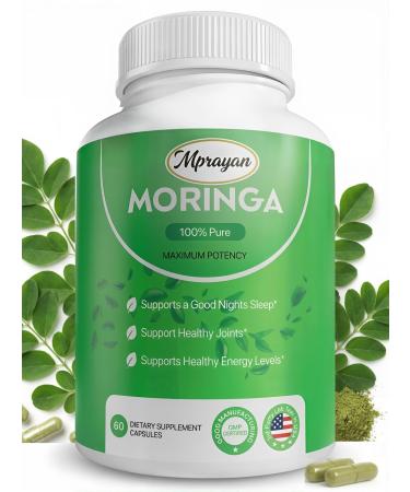 MPRAYAN Moringa Capsules 800mg Pure Moringa Oleifera Leaf Powder Antioxidant Nutritional Supplement for Natural Energy & Immune Support Vegan Non-GMO Superfood 60 Capsules