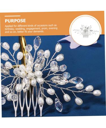 Ipetboom Bridal Pearl Comb Hair Comb for Girls Bride Hair Clip Girl Hair Clips Rhinestone Hair Comb Clip Pearl Hair Comb Pearl Hair Clips Bridal Tiara Accessories Women's Wedding Zinc Alloy - Buy Online on GoSupps.com