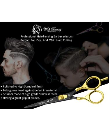 Glamified Glam Hair Cutting Scissors -Sharp Razor Edge Blade Hair Shears Series - 5.5" with Fine Adjustment Stainless Steel Hair Scissors Professional for Men Women & Babies (Black+Gold) - Buy Online on GoSupps.com
