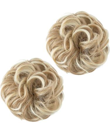 SARLA 2PCS Messy Hair Bun Scrunchies in Dirty Blonde - Synthetic Updo Hair Extensions for Women and Girls - Buy Online on GoSupps.com