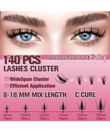 Fairy Lash Clusters Kit - 8-18mm Manga Eyelash Extensions | C Curl DIY Ultra-Thin Invisible Band | Spiky Anime Lashes for Dramatic Look - Buy Online on GoSupps.com