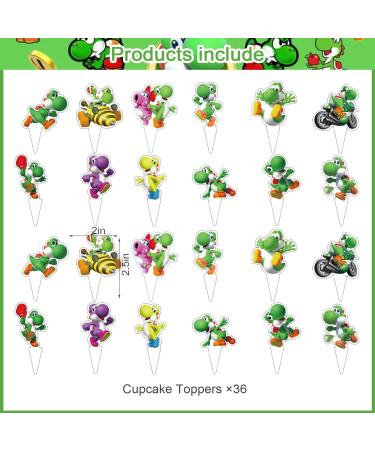 37pcs Yoshi Cake Decorations with 1pcs Yoshi Cake Topper 36pcs Cute Cartoon Cupcake Toppers for Girls Birthday Party Decorations - Buy Online on GoSupps.com
