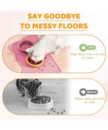 Waterproof Silicone Bowl Pad for Small Dogs & Cats - 44x25 cm Pink Cat Bowl Mat - Buy Online on GoSupps.com