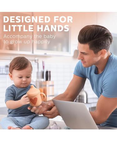 2 Pcs Silicone Sippy Cup Training Cup for Baby 6 Months+ - Spill Proof Sippy Cups for Toddlers - Easy Grip 5 oz - Cute Style - Light & Dark Orange - Buy Online on GoSupps.com