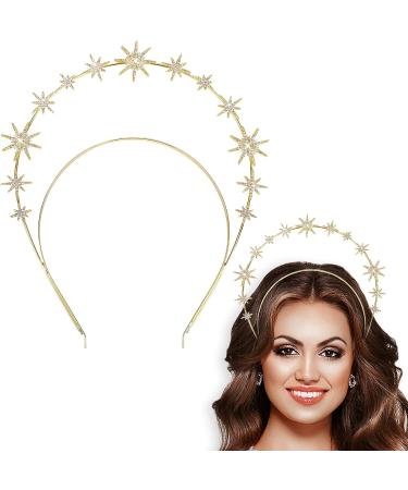 WLLHYF Halo Crown Gold Rhinestone Goddess Headband for Women - Perfect for Bridal, Wedding, Cosplay & Parties - Buy Online on GoSupps.com