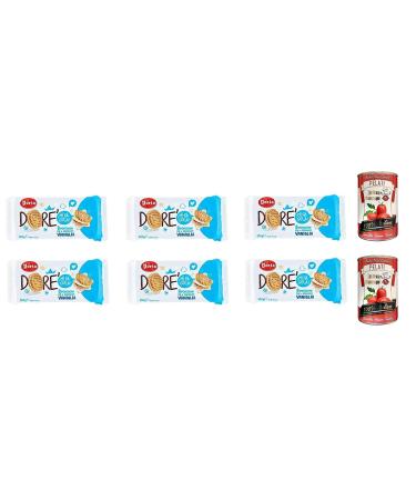 Italian Gourmet E.R. Pack of 6 Doria Dor biscuits with vanilla 304g 8 servings (4 biscuits) snack cookies + Italian Gourmet 100% Italian - 2 cans of crushed tomatoes 400g each