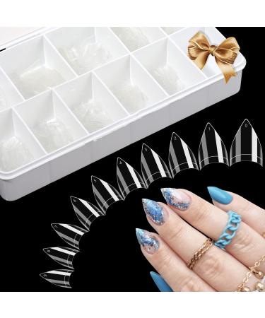 500PCS Short Stiletto Nail Tips for Acrylic Nails Professional  Clear Short Almond Acrylic Nail Tips Fake Nails  Half Cover Nail Extension Tips False Nails for DIY Nail Art Salons  10 Sizes with Box