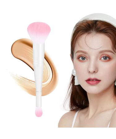Dual Ended Brush Makeup - Soft Bristled Blush Brush For Face With Double Head | Beauty Tools Brush For Women Girls For Powder Liquid Concealer Cream Blush Concealer Foundation White Handle White Tube