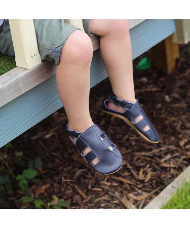 Dotty Fish Soft Leather Baby Shoes - Toddler Sandals, Non-slip Suede Soles, Navy Blue (2-3 Years) - Buy Online on GoSupps.com