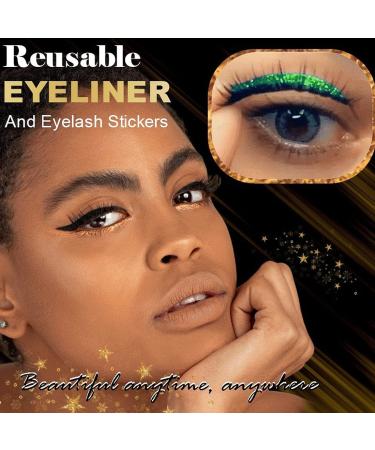 Shop Zeabsr Green Glitter False Eyelashes & Eye Makeup Stickers - 3D Reusable Long Thick Eyelashes (GA122) | International Shipping Available - Buy Online on GoSupps.com