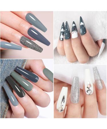 Yueshop 10PCS Nude Gray Glitter Gel Nail Polish Set - Sparkly Grey Silver Manicure Varnish Kit - Buy Online on GoSupps.com