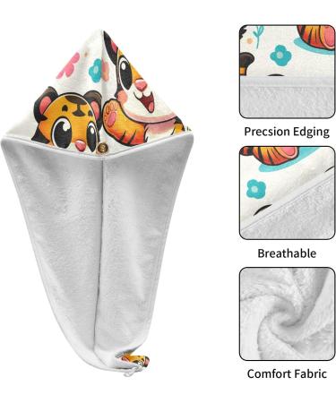 Buy Cute Cartoon Tigers Hair Towels 2 Pack | Super Absorbent Quick Dry Hair Turbans for Women & Girls - Buy Online on GoSupps.com