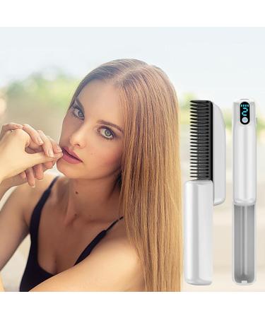 Small Hot Comb - Electric Hair Straightener Brush | Fast Heating 30s Rechargeable 1800mAh Negative Ion Technology LED Display for Wigs - International Shipping Available - Buy Online on GoSupps.com