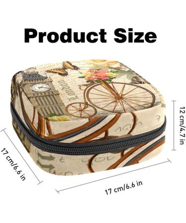 Vintage London Big Ben Bicycle Roses Binding Storage Bag - Portable Period Bag for Women & Teens - Menstrual Cup Pocket & Silent Insert Holder - Buy Online on GoSupps.com