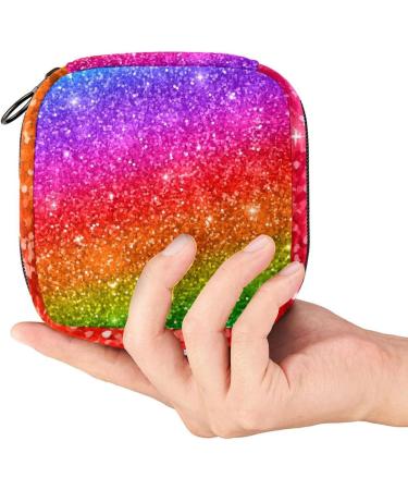 Glitter Rainbow Curve Women's Napkin Storage Bag - Portable Period Bag for Teens & Girls - Menstrual Cup Pocket & Breastfeeding Insert Holder - Buy Online on GoSupps.com