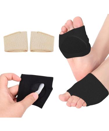 Fabric Metatarsal Pads + Gel Cushions for Pain Relief - 3 Pairs (L: 1 Black, 2 Beige) - Buy Online on GoSupps.com