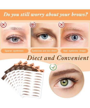 MWOOT 6 Sheets Hair-Like Eyebrow Tattoos Stickers 4D Natural Fake Eyebrow Transfers Stickers Waterproof Temporary Brow Grooming Shaping Eyebrow Stickers for Women and Girls(Brown-05) - Buy Online on GoSupps.com