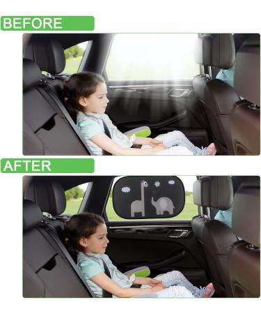 Hejo Car Window Shades for Baby 50x30cm - Elephant+Giraffe Design - 2 PCS - Full UV Protection - Self-adhesive Sun Shade with Bag - Buy Online on GoSupps.com