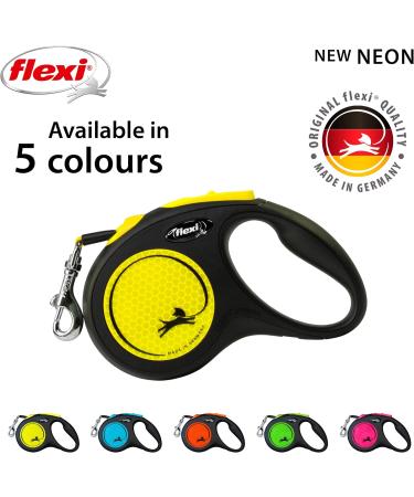 Flexi New Neon Tape Yellow Small Retractable Dog Leash 5m - For Dogs Up to 15kg - Buy Online on GoSupps.com
