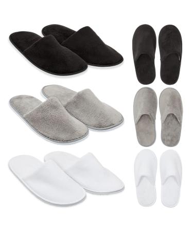 Juvale Disposable Closed Toe Slippers for Guests  Women US Size 12   Men Size 11 (3 Colors  12 Pairs)