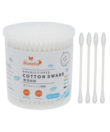 HOMEFOX Cotton Swabs Precision Pointed - 200 Count Pointy Organic Cotton Buds Double Side Tightly Wrapped Cotton Tips Paper Stick Soft Gentle Chlorine-Free Cruelty-Free, Pointy & Round (White) 200 Count White - Buy Online on GoSupps.com