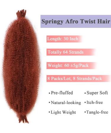 Leeven 30 Inch Springy Afro Twist Hair for Braiding Pre-fluffed Popping Spring Twist Crochet Hair for Marley Locs Twist Braiding Hair Copper Afro Kinky Marley Hair Extensions /350# 30 Inch (Pack of 8) 350# - Buy Online on GoSupps.com