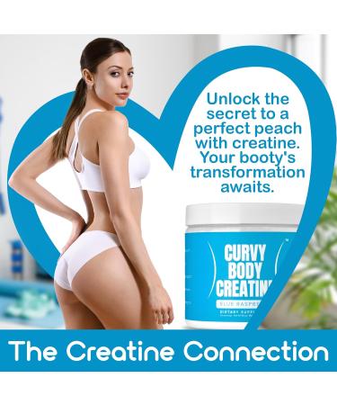 Curvy Body Creatine Monohydrate Powder - Vegan Kosher Blue Raspberry Flavor | 180g | Workout Support (30 Servings - Buy Online on GoSupps.com