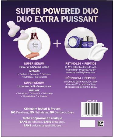 Olay Super Serum 14mL & Olay Regenerist Retinol 24 Night Face Moisturizer Fragrance-Free Trial Size 14mL - Buy Online on GoSupps.com