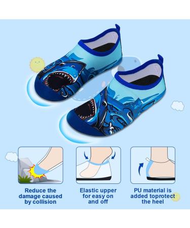 Kids Beach Swim Water Shoes | Non-Slip Aqua Socks for Boys & Girls | Quick Dry Barefoot for Pool, Surfing, Yoga | Big Shark Design | UK 5.5/6 Child - Buy Online on GoSupps.com