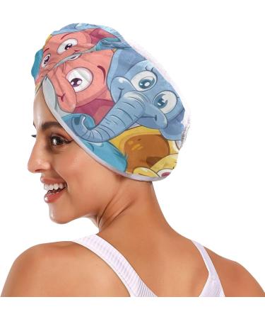 Cartoon Elephant Hair Towels 2 Pack | Super Absorbent Quick-Dry Hair Turbans for Women & Girls - Buy Online on GoSupps.com