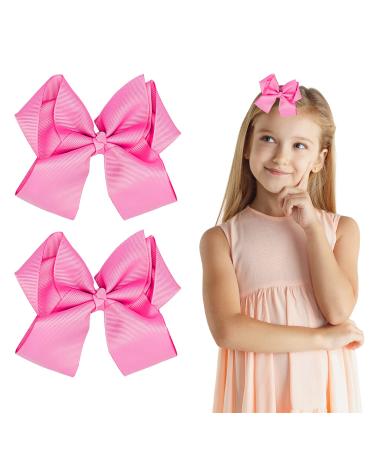 Ribbon Hair Bow Clips 6 Inch Pink Grosgrain Ribbon Hair Pins Bow Hair Barrettes Alligator Clips Fashionable Hair Accessories for Girls Women Toddlers Christmas Wedding Birthday A3HDJFJ (pink)