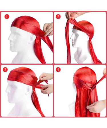8Pcs Silky Durag Set for Men and Women - Long Tail, Wide Straps, Satin Material - Perfect for Hair Waves and Headwraps - Buy Online on GoSupps.com