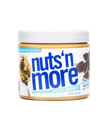 Nuts ‘N More Cookies N Cream Peanut Butter Spread, All Natural Keto Snack, Low Carb, Low Sugar, Gluten Free, Non-GMO, High Protein Flavored Nut Butter (15 oz Jar) Cookies 'N Cream - Buy Online on GoSupps.com