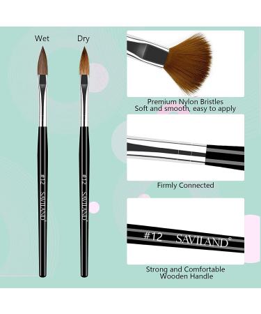 Saviland 5pcs Acrylic Nail Brush Set | Professional Size 4/6/8/10/12 Brushes for Acrylic Powder Application, Nail Extension, and Carving | Wood Handle Nail Art Tools - Buy Online on GoSupps.com