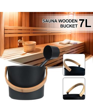 Sauna Accessories Kit Complete Aluminum Bucket Set with Ladle Thermometer/Hygrometer/Sauna Bucke/Hourglass Great for Sauna and Spa 7L - Buy Online on GoSupps.com