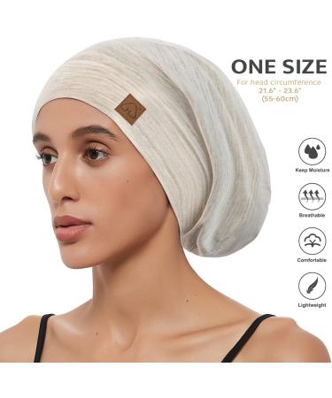 Silk Satin Sleep Cap Bonnet for Natural Curly Hair | Adjustable Night Cap OATMEAL - Buy Online on GoSupps.com