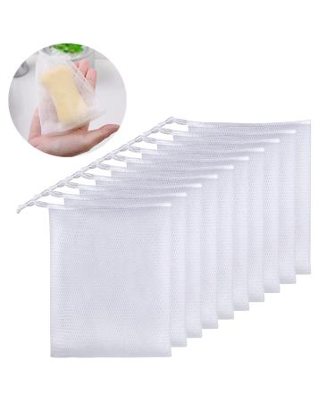 Shullin 10 pieces of soap bags nylon soap bag Seifenbetz soap pocket nature soap sacks for foaming and drying soap and facial cleaner peeling massage