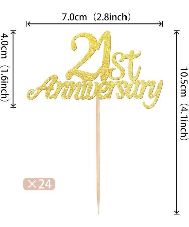 Pack of 24 21 Anniversary Cupcake Toppers Glitter "Happy 21th Anniversary" Cake Toppers Number 21 Eightteen Sweet 21 Birthday Wedding Anniversary Party Cake Decorations Accessories Gold 21st Gold - Buy Online on GoSupps.com