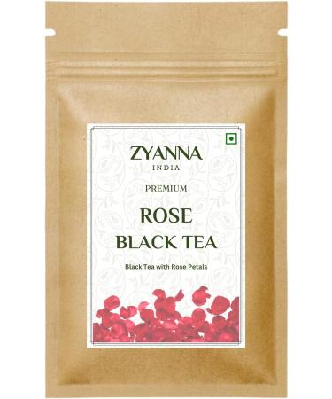 Zyanna Rose Black Tea - Premium Loose Leaf Tea with Rose Petals - 100g (3.53oz) - 50 Cups - Natural Ingredients - Brew Hot or Iced Tea - Buy Online on GoSupps.com