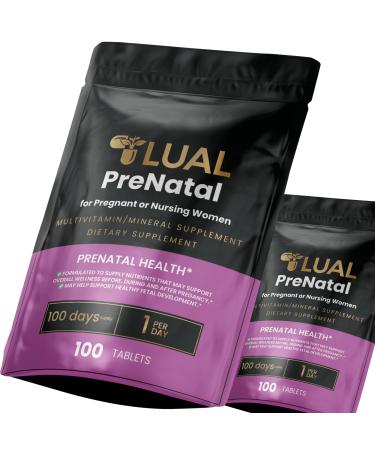 LUAL Prenatal Multivitamin | Prenatal Vitamins for Women | Pregnancy Must Haves Folate Supplement Prenatal Multivitamin 100 Tablets (2 Pack)