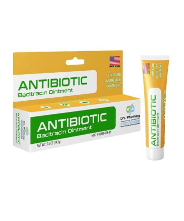 Drs. Pharmacy First Aid Antibiotic Ointment with Bacitracin Zinc 0.5 oz Made in USA