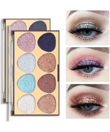 Eyeshadow Palette Fine Pressed 8 Colors Glitter Eye Makeup Palette - Blendable Natural Colors Make Up Eye Shadows Cosmetics Gift Fovolat M2 - Buy Online on GoSupps.com