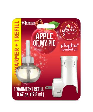 Glade PlugIns Refills Air Freshener Starter Kit Scented and Essential Oils for Home and Bathroom Apple of My Pie 0.67 Fl Oz 1 Warmer + 1 Refill 1 Warmer + 1 Refill (Apple of My Pie)