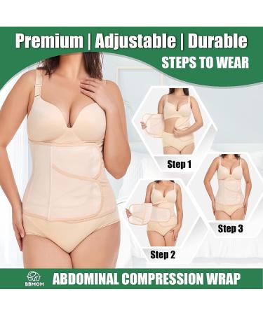Postpartum Belly Band Abdominal Binder Skin-Friendly Compression Wrap for C-Section Recovery (Medium Z-Beige) - Buy Online on GoSupps.com