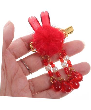 minkissy 5 Pairs Antique Red Hairpin Tassel Hair Accessories Pom Pom Tassels Hair Clips Barrettes Red Furry Balls Bow Hair Clips Girls Tassel Hair Clip Cloth Princess Flower Hair Girl Child - Buy Online on GoSupps.com